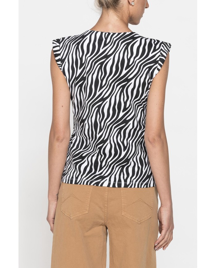 T-SHIRT STAMPATA CON SPALLE IMBOTTITE