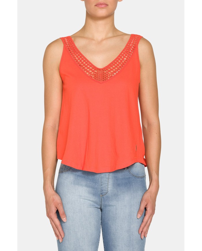 CANOTTA CON PIZZO IN JERSEY 100% COTONE.