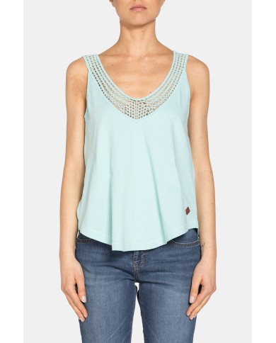 CANOTTA CON PIZZO IN JERSEY 100% COTONE.