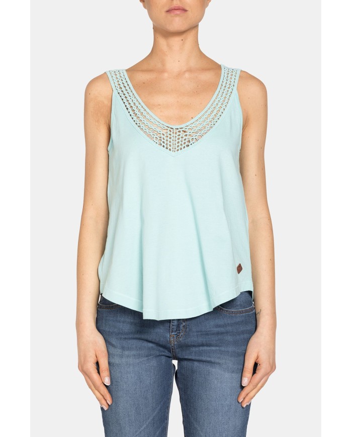 CANOTTA CON PIZZO IN JERSEY 100% COTONE.