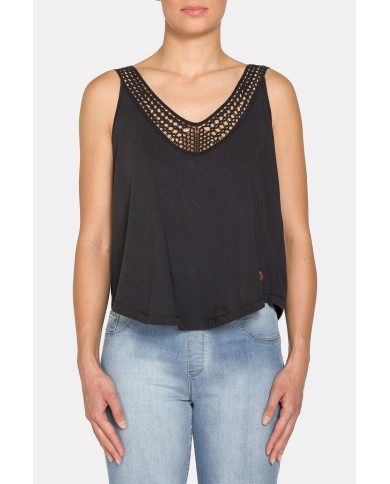 CANOTTA CON PIZZO IN JERSEY 100% COTONE.