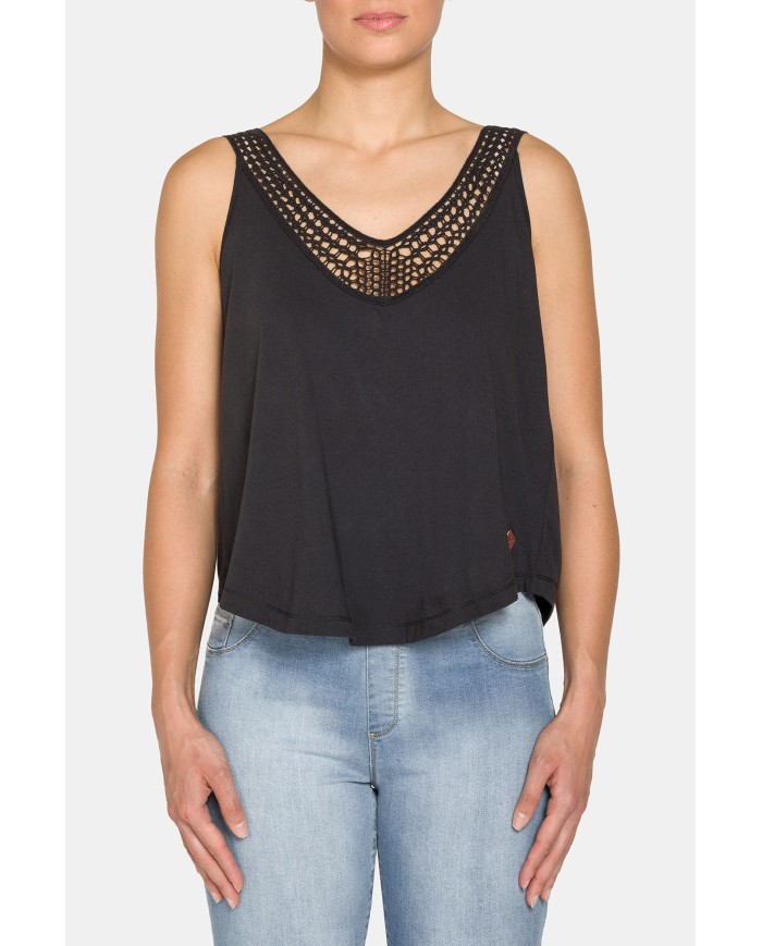 CANOTTA CON PIZZO IN JERSEY 100% COTONE.