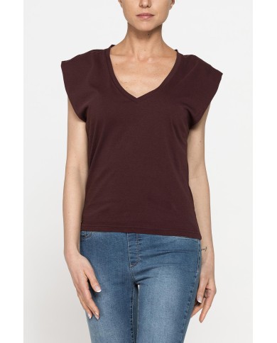 T-SHIRT CON SCOLLO A V IN JERSEY COTONE