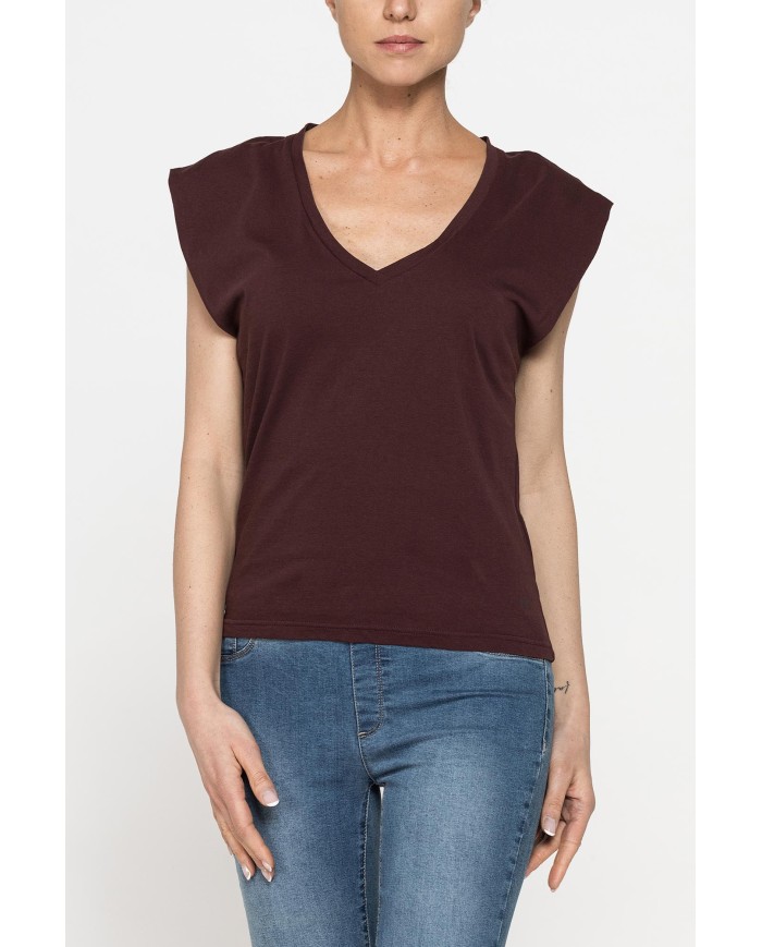 T-SHIRT CON SCOLLO A V IN JERSEY COTONE