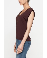 T-SHIRT CON SCOLLO A V IN JERSEY COTONE