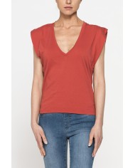 T-SHIRT CON SCOLLO A V IN JERSEY COTONE