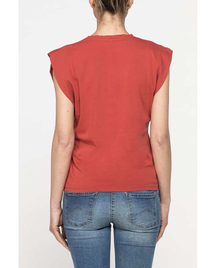 T-SHIRT CON SCOLLO A V IN JERSEY COTONE