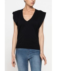 T-SHIRT CON SCOLLO A V IN JERSEY COTONE