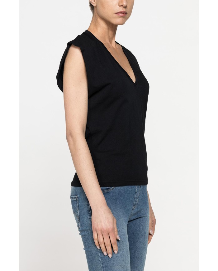 T-SHIRT CON SCOLLO A V IN JERSEY COTONE