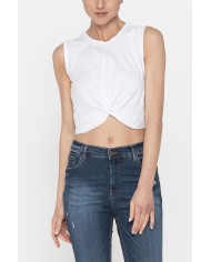CROP TOP SMANICATO IN JERSEY DI COTONE