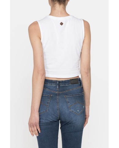 CROP TOP SMANICATO IN JERSEY DI COTONE