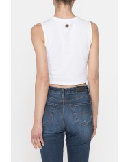 CROP TOP SMANICATO IN JERSEY DI COTONE