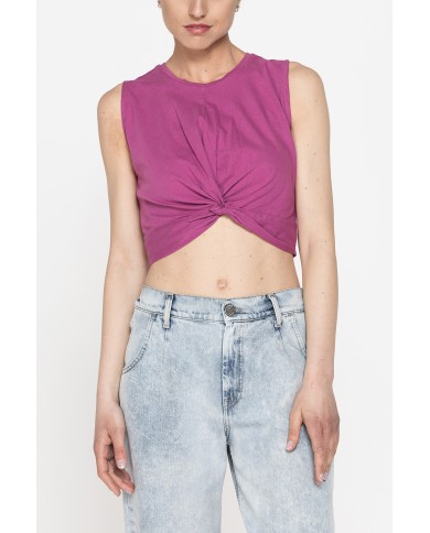 CROP TOP SMANICATO IN JERSEY DI COTONE