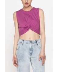 CROP TOP SMANICATO IN JERSEY DI COTONE