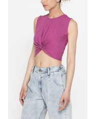 CROP TOP SMANICATO IN JERSEY DI COTONE