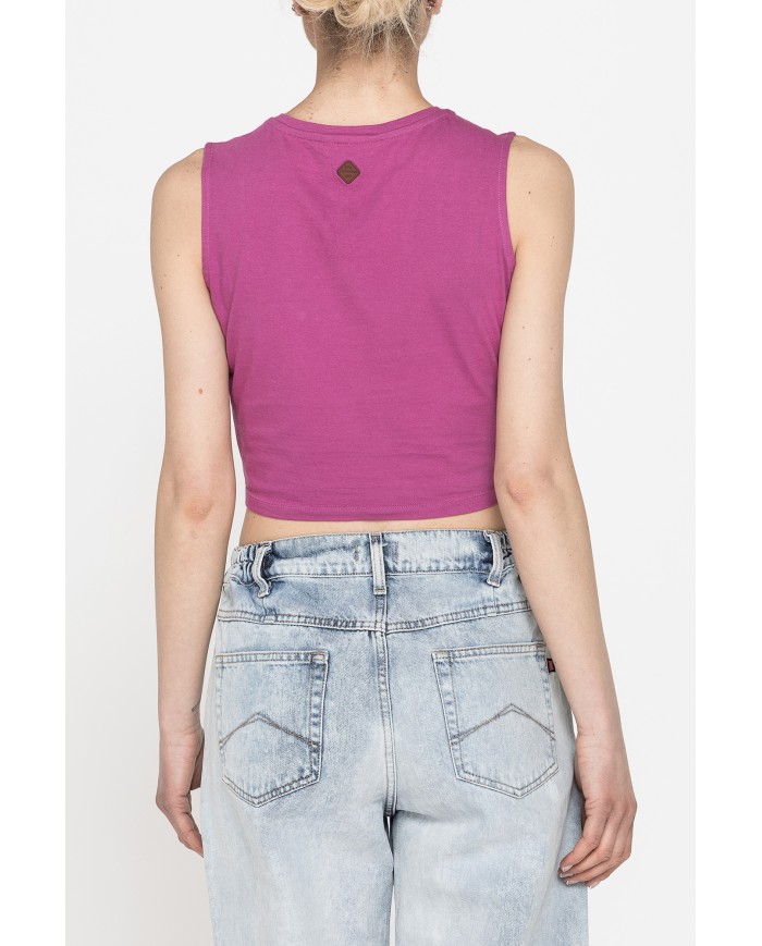 CROP TOP SMANICATO IN JERSEY DI COTONE