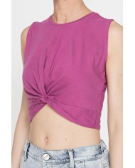 CROP TOP SMANICATO IN JERSEY DI COTONE
