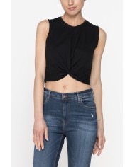 CROP TOP SMANICATO IN JERSEY DI COTONE