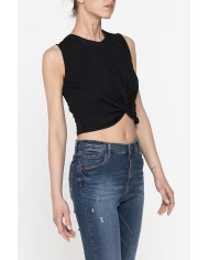 CROP TOP SMANICATO IN JERSEY DI COTONE