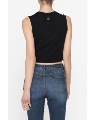 CROP TOP SMANICATO IN JERSEY DI COTONE