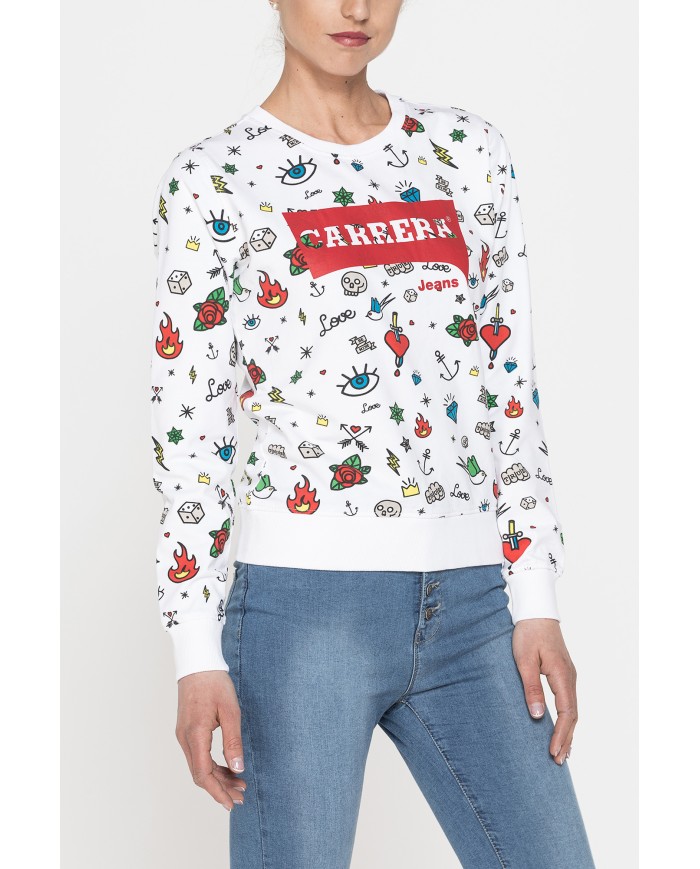 FELPA GIROCOLLO A MANICA LUNGA IN 100% COTONE.