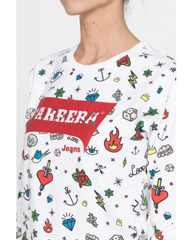 FELPA GIROCOLLO A MANICA LUNGA IN 100% COTONE.