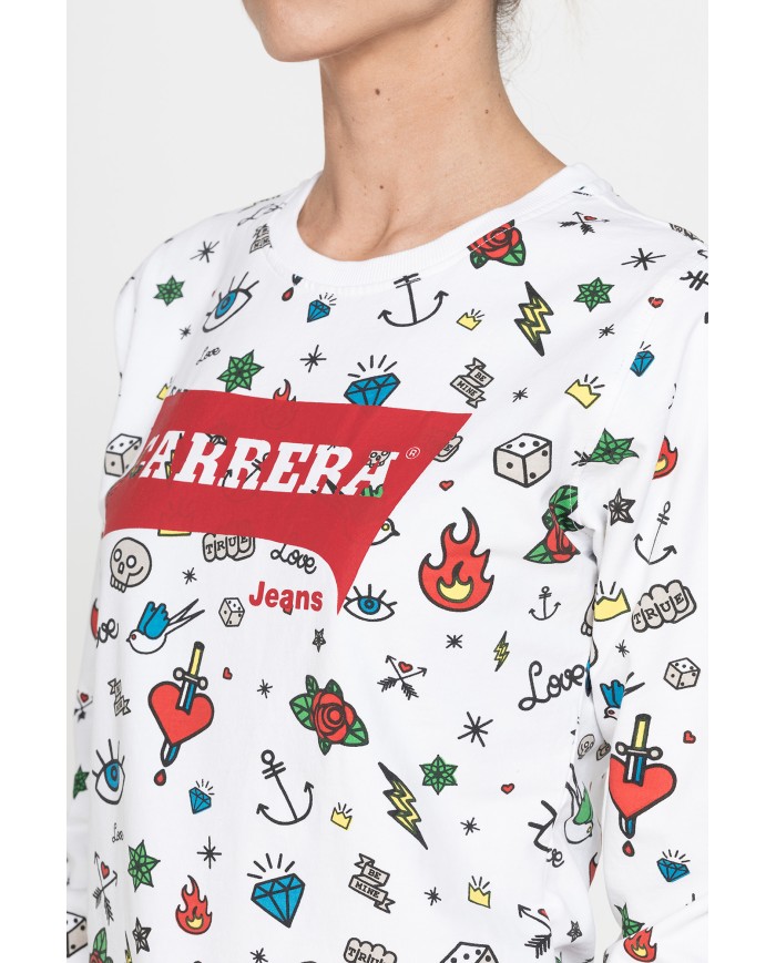 FELPA GIROCOLLO A MANICA LUNGA IN 100% COTONE.