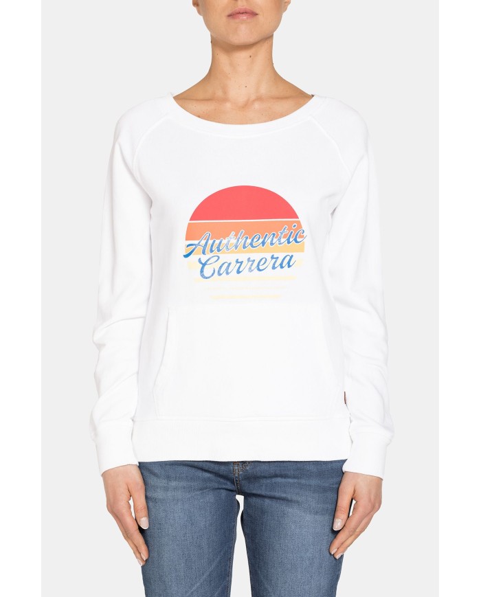 FELPA CON SCOLLO TONDO IN 100% COTONE.