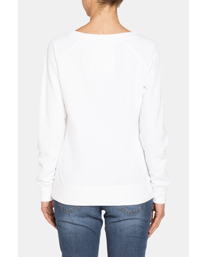 FELPA CON SCOLLO TONDO IN 100% COTONE.