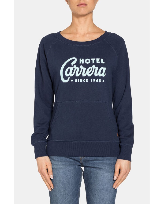 FELPA CON SCOLLO TONDO IN 100% COTONE.