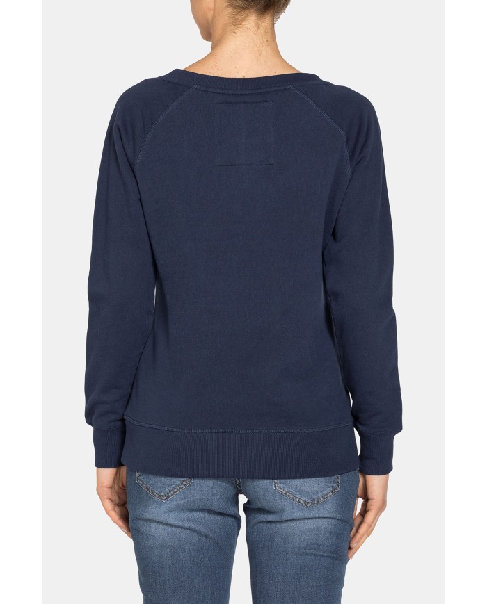 FELPA CON SCOLLO TONDO IN 100% COTONE.