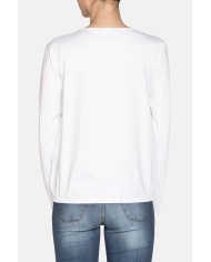 T-SHIRT SCOLLO V INCROCIATA SUL DAVANTI IN JERSEY POLIESTERE. Vestibilità regolare.