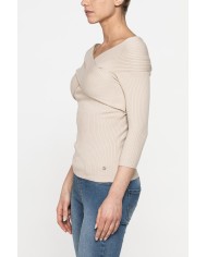 MAGLIA SLIM FIT IN COSTINA CON COLLO INCROCIATO