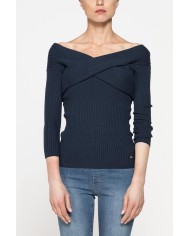 MAGLIA SLIM FIT IN COSTINA CON COLLO INCROCIATO