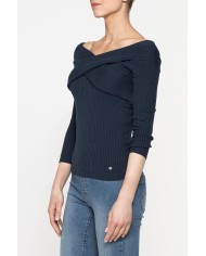 MAGLIA SLIM FIT IN COSTINA CON COLLO INCROCIATO