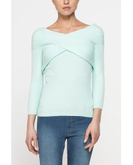 MAGLIA SLIM FIT IN COSTINA CON COLLO INCROCIATO