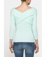 MAGLIA SLIM FIT IN COSTINA CON COLLO INCROCIATO