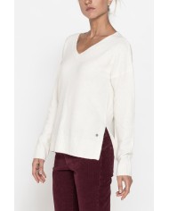 MAGLIA TAGLIO MORBIDO CON SPACCHI SUI FIANCHI, FILATO RICICLATO