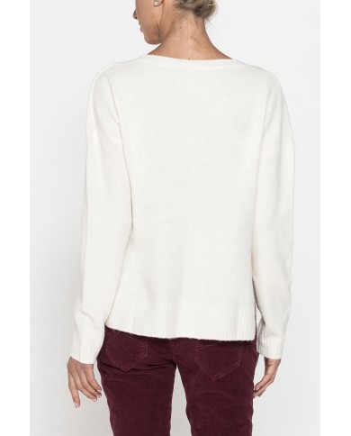 MAGLIA TAGLIO MORBIDO CON SPACCHI SUI FIANCHI, FILATO RICICLATO