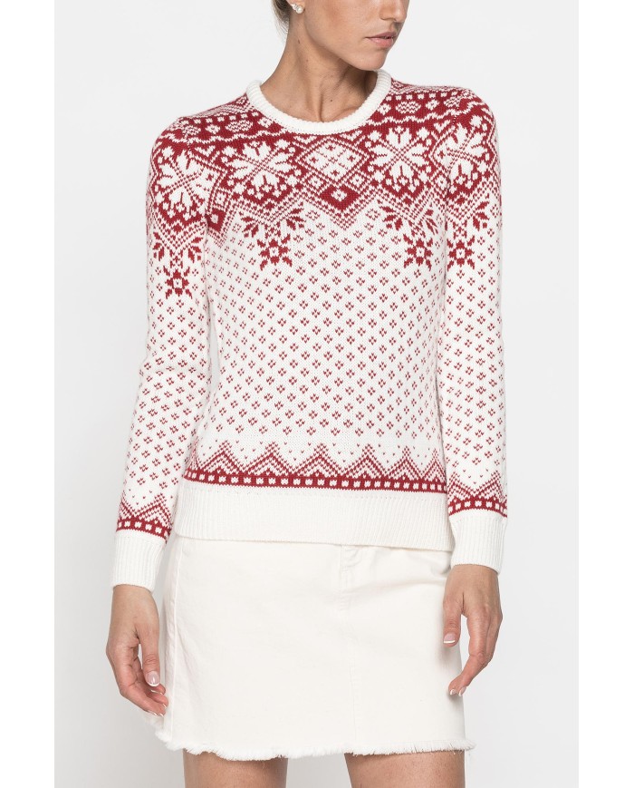 MAGLIONE JACQUARD CON MOTIVO NATALIZIO IN FILATO MISTO LANA
