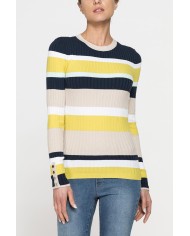 MAGLIA GIROCOLLO SLIM FIT IN COSTINA A RIGHE