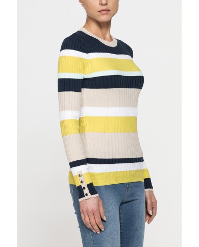 MAGLIA GIROCOLLO SLIM FIT IN COSTINA A RIGHE