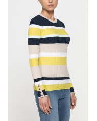 MAGLIA GIROCOLLO SLIM FIT IN COSTINA A RIGHE