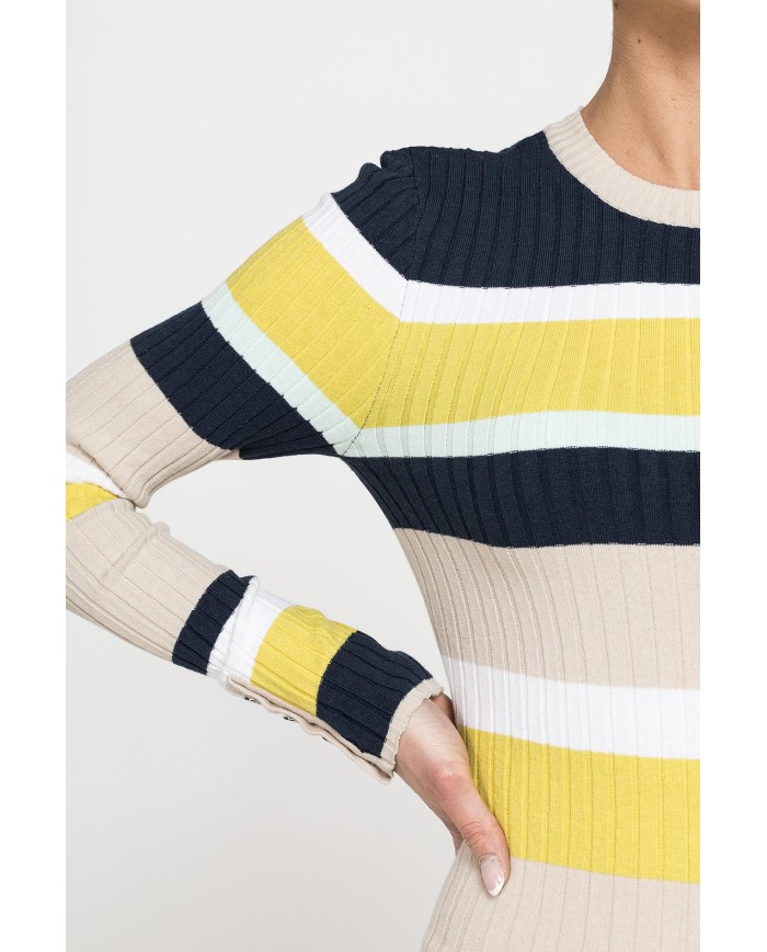 MAGLIA GIROCOLLO SLIM FIT IN COSTINA A RIGHE