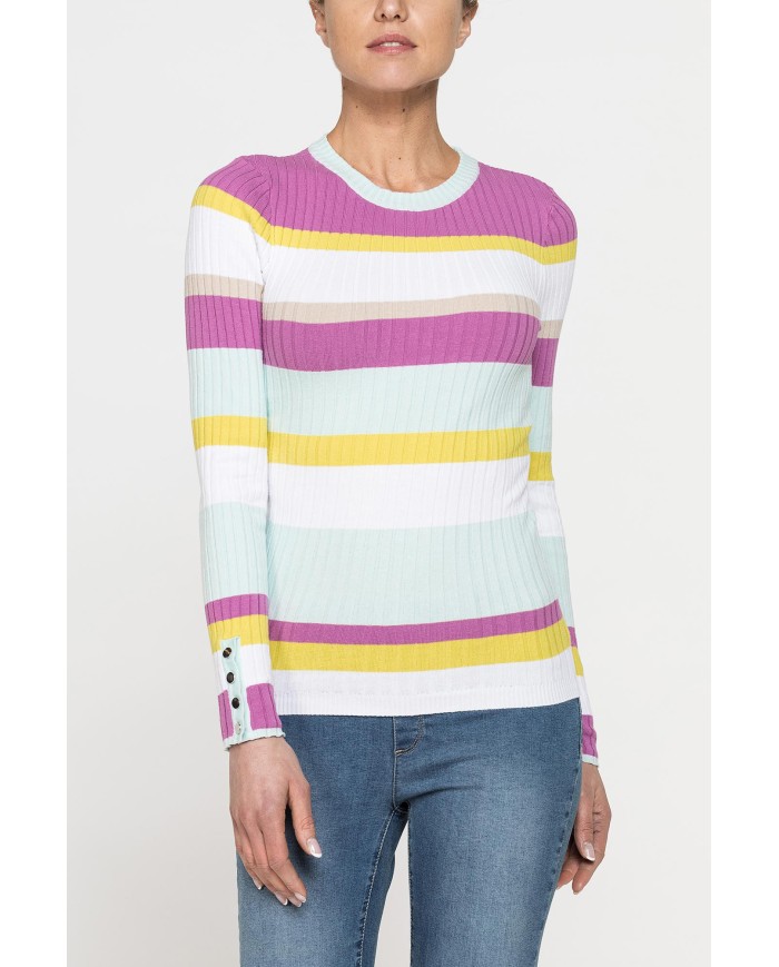 MAGLIA GIROCOLLO SLIM FIT IN COSTINA A RIGHE