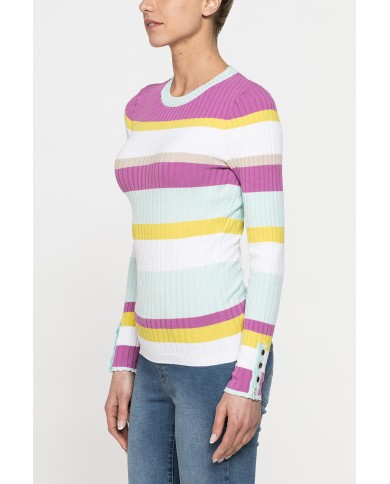 MAGLIA GIROCOLLO SLIM FIT IN COSTINA A RIGHE