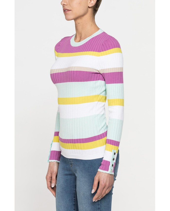 MAGLIA GIROCOLLO SLIM FIT IN COSTINA A RIGHE