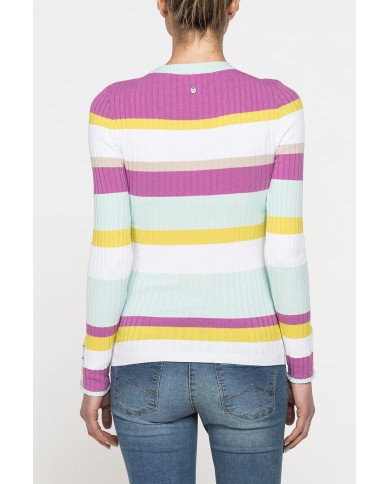 MAGLIA GIROCOLLO SLIM FIT IN COSTINA A RIGHE