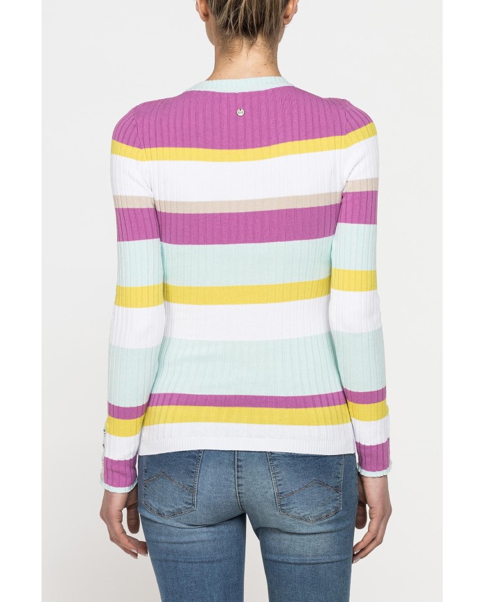 MAGLIA GIROCOLLO SLIM FIT IN COSTINA A RIGHE