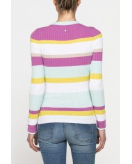 MAGLIA GIROCOLLO SLIM FIT IN COSTINA A RIGHE